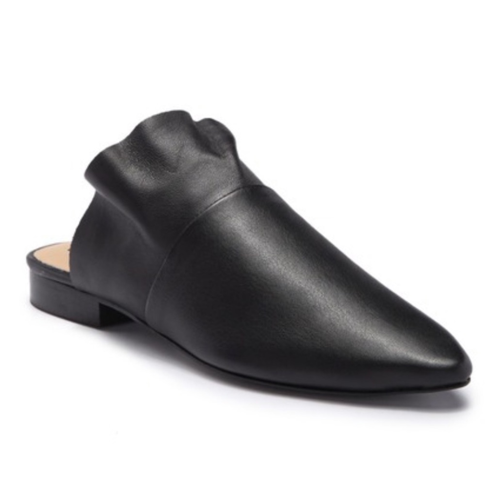 Free People Black Leather Pointed Backless Mules